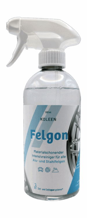 Eine Flasche mit Felgon Felgenreiniger