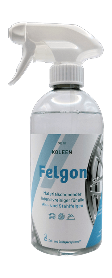 Eine Flasche mit Felgon Felgenreiniger